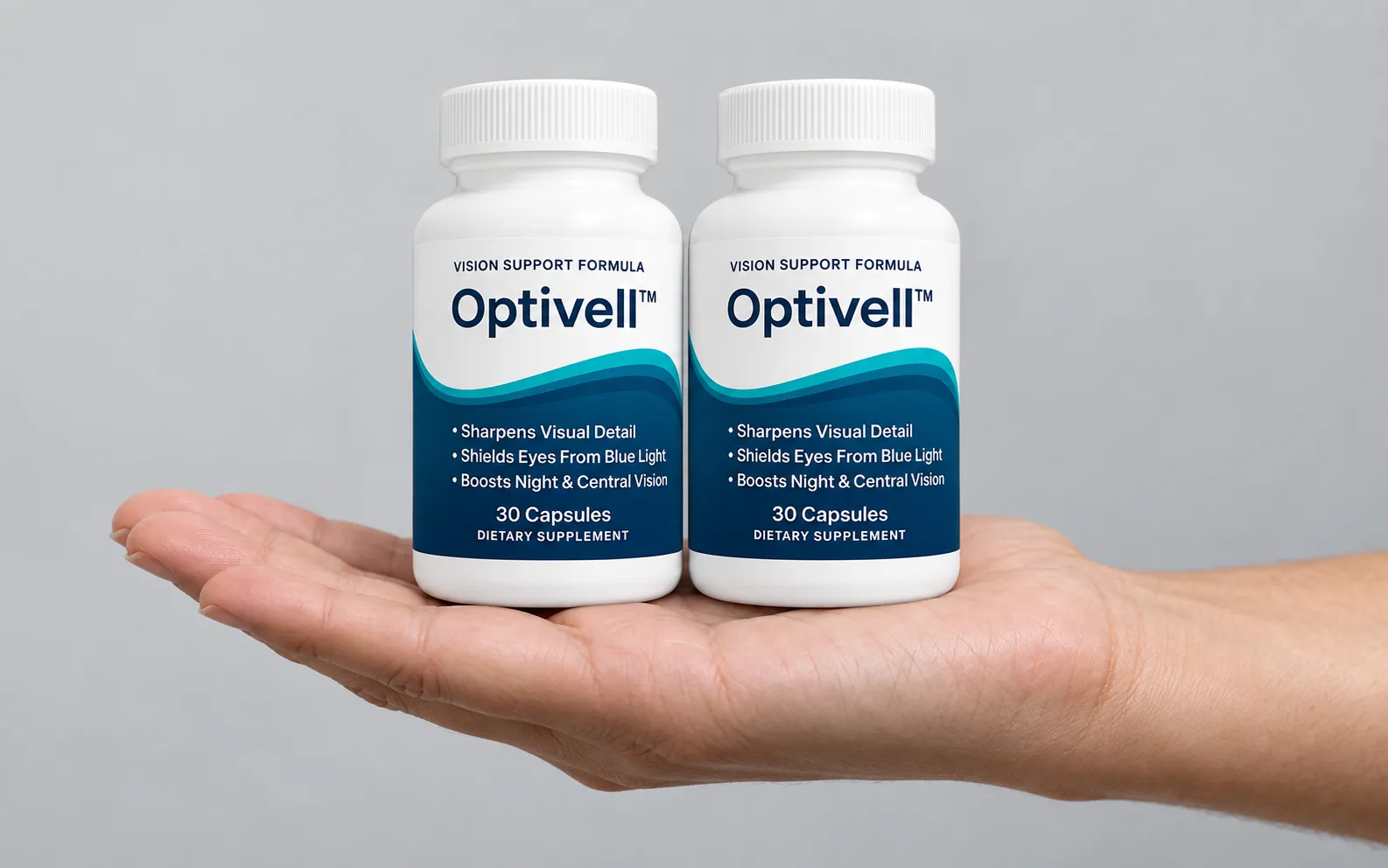 Optivell — the package held in a hand