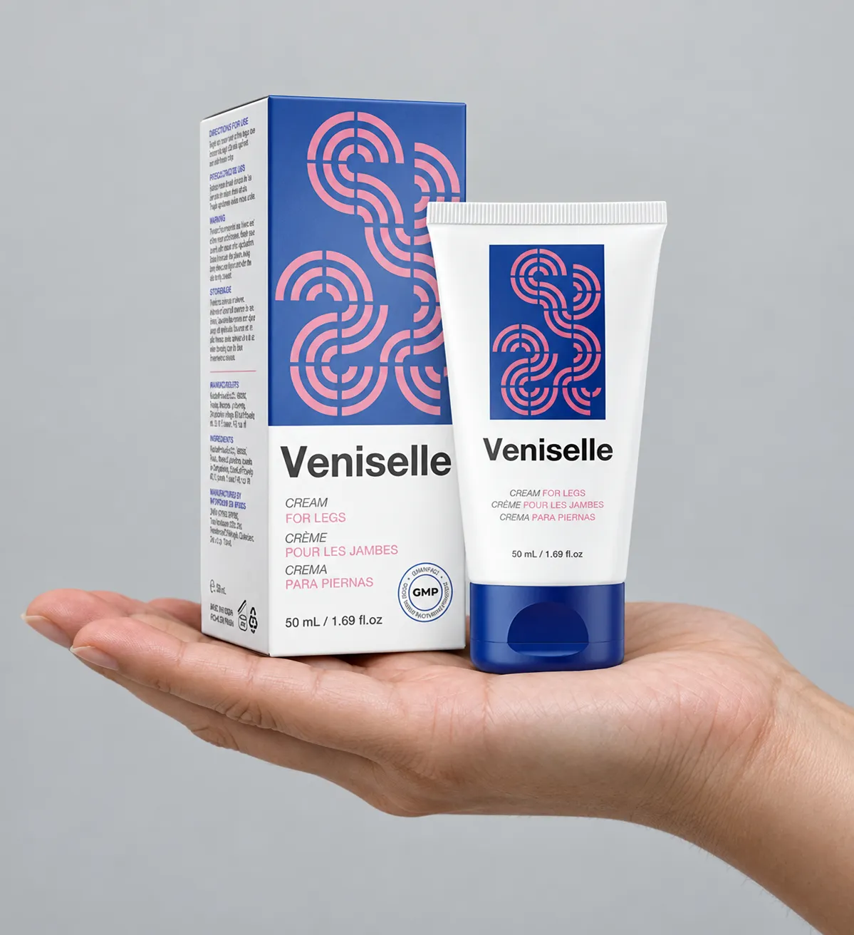 Veniselle — the package held in a hand