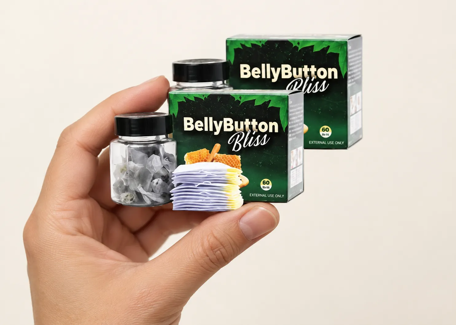 Belly Button Bliss — the package held in a hand