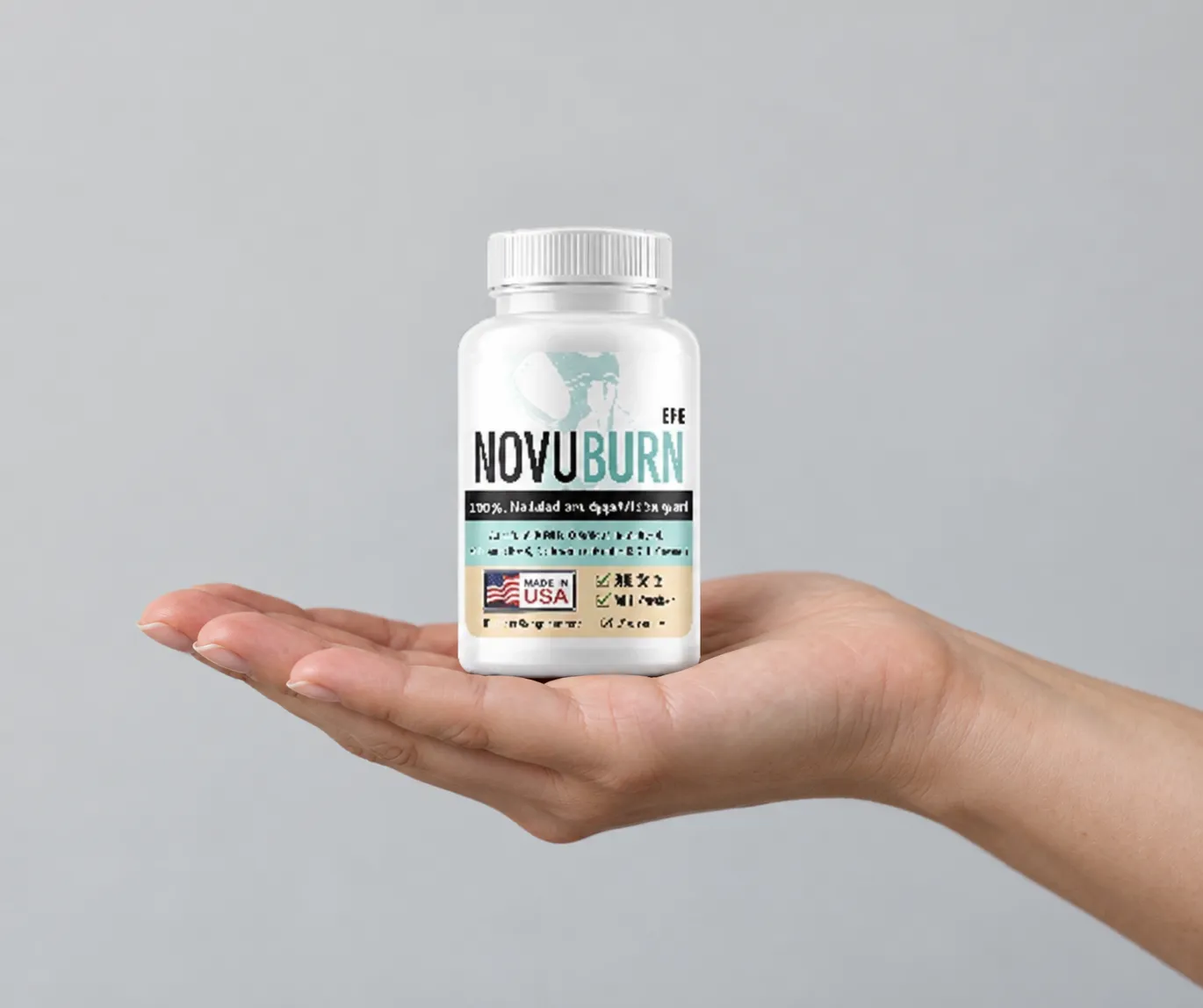 NovuBurn — the package held in a hand
