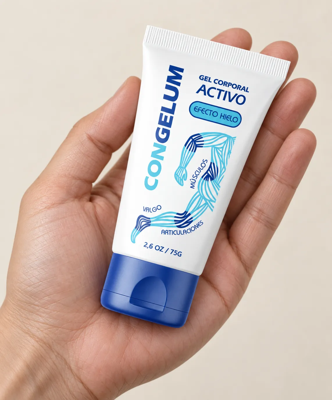Congelum — the package held in a hand