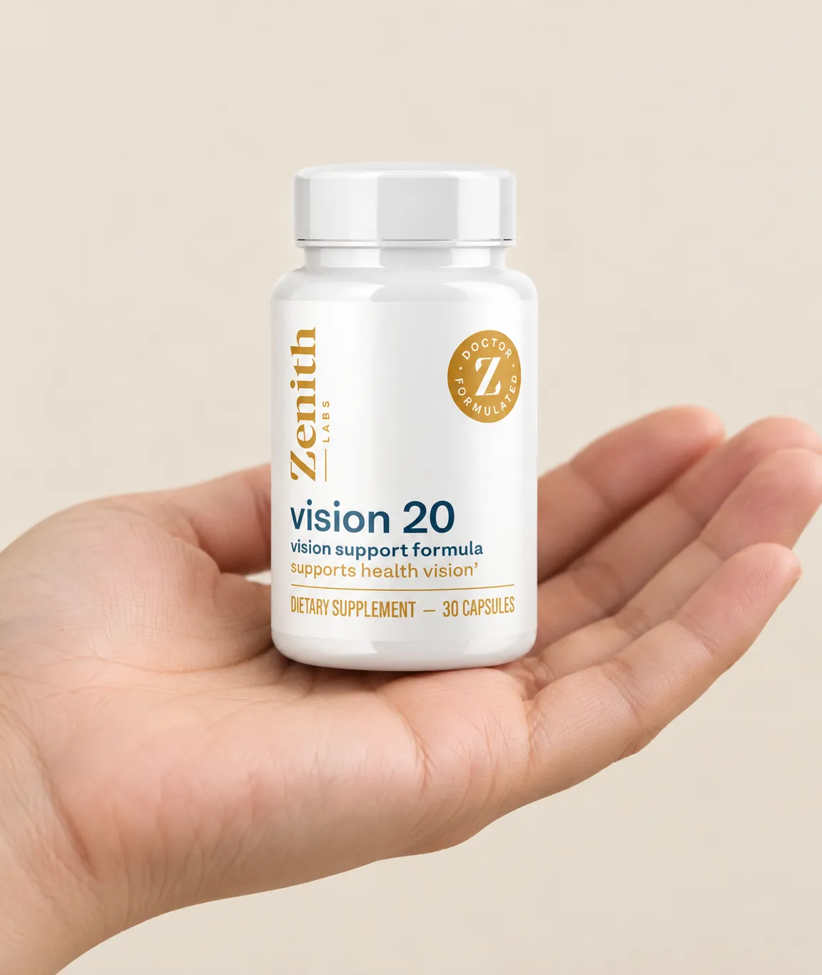 Vision 20 — the package held in a hand